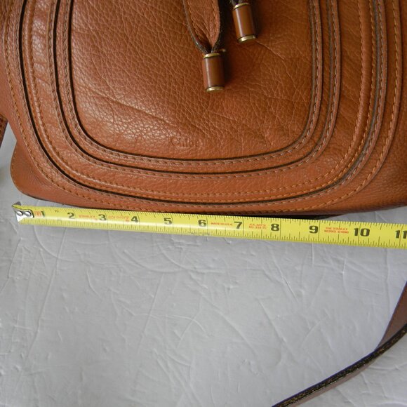 CHLOE MARCIE TAN PEBBLE LEATHER HOBO/CROSSBODY MESSENGER BAG MADE IN ITALY - Picture 4 of 15